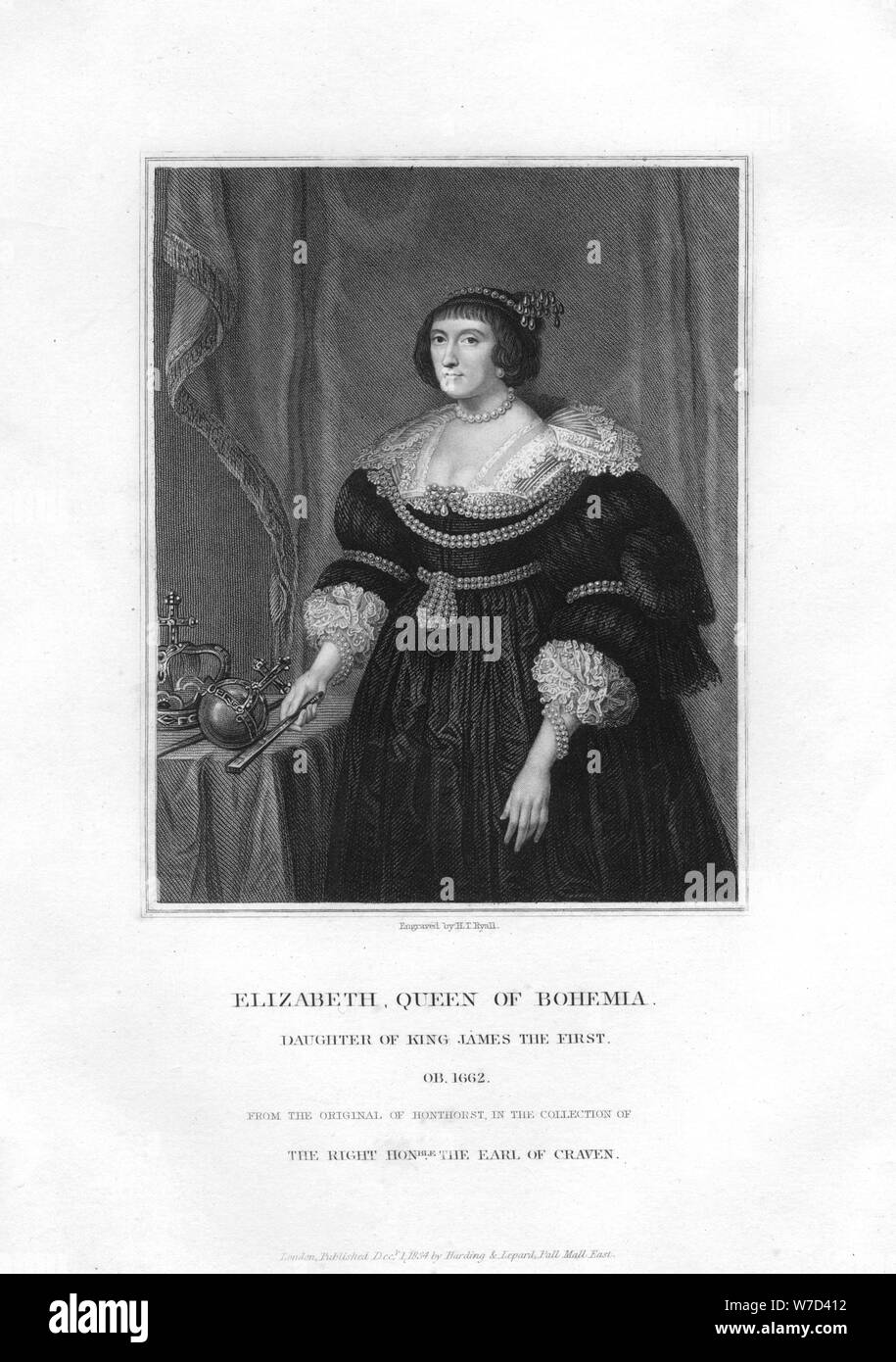 Elizabeth, l'électrice palatine et de la reine de Bohême, (1834).Artiste : Henry Thomas Ryall Banque D'Images