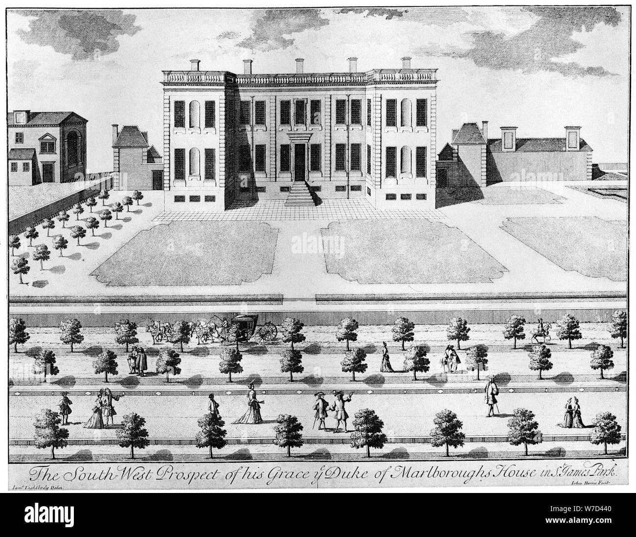 Marlborough House depuis le sud-ouest, 17e siècle, (1908).Artiste : John Harris Banque D'Images
