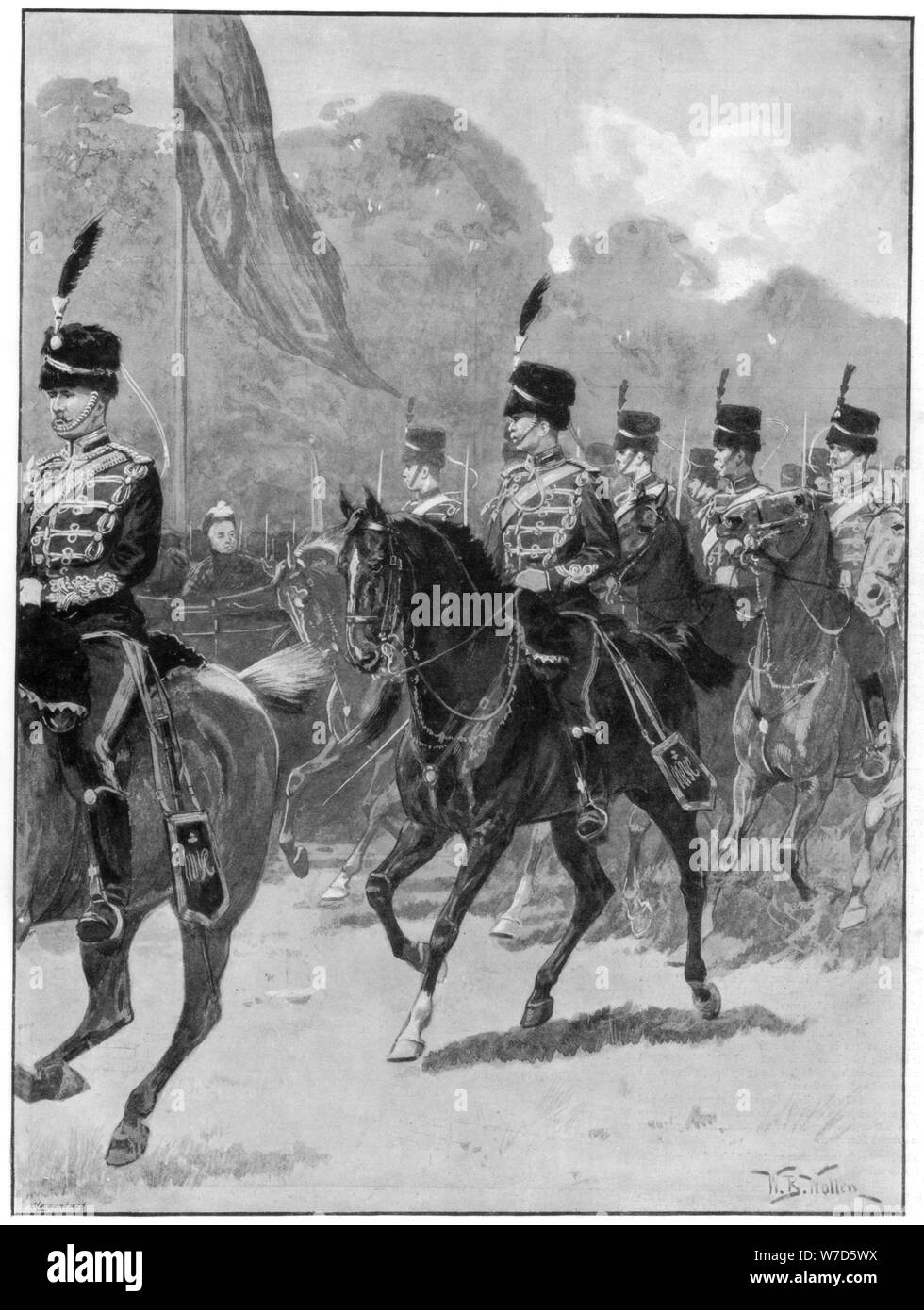 Examen de la 1re Brigade Yeomanry par la reine à Windsor Park, 1894.Artiste : William Barnes Wollen Banque D'Images