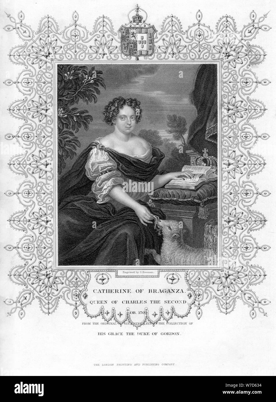 Catherine de Bragance, épouse du roi Charles II d'Angleterre, (19e siècle).Artiste : S Freeman Banque D'Images