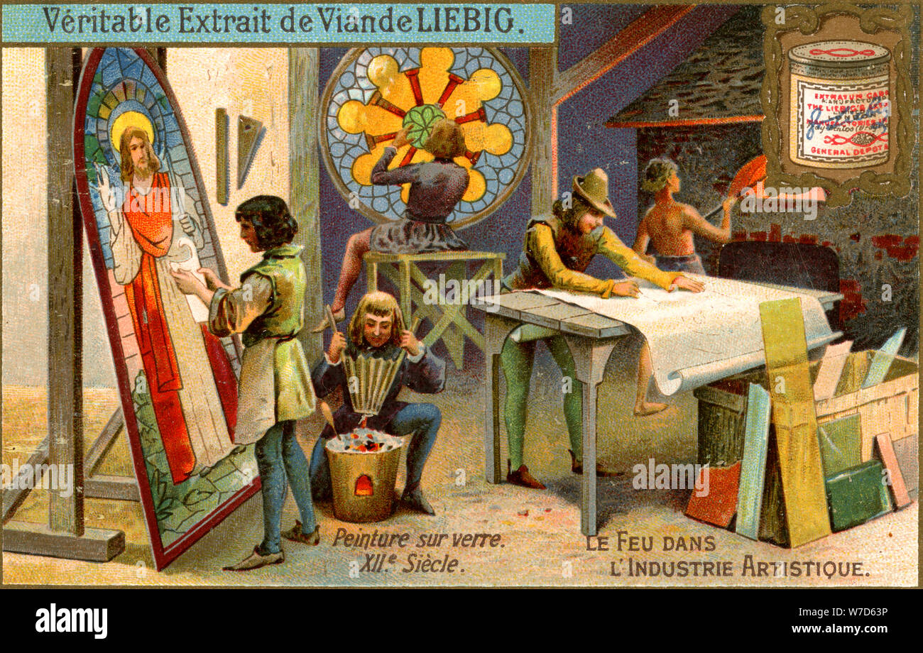 La peinture sur verre dans le 12ème siècle, (c1900). Artiste : Inconnu Banque D'Images