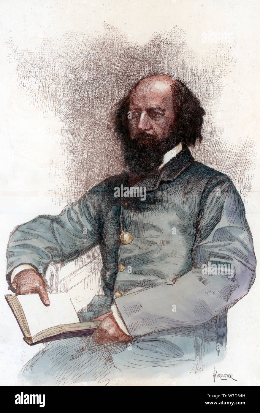 Seigneur Tennyson d'Alfred (1809-1892), poète anglais, 1884.Artiste : Amédée Forestier Banque D'Images