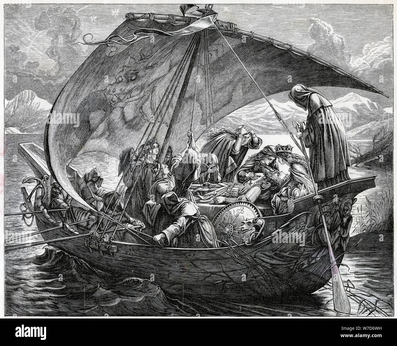 La mort du Roi Arthur, (19e siècle). Artiste : Inconnu Banque D'Images