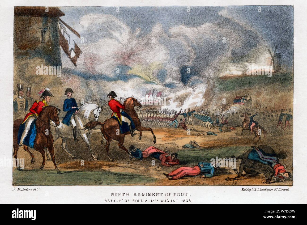 9e Régiment de fantassins, Bataille d'Roleia, Portugal, 17 août 1808.Artiste : Madeley Banque D'Images