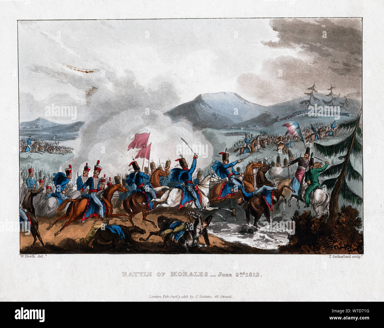 Bataille de Morales", 1813 (1815).Artiste : Thomas Sutherland Banque D'Images
