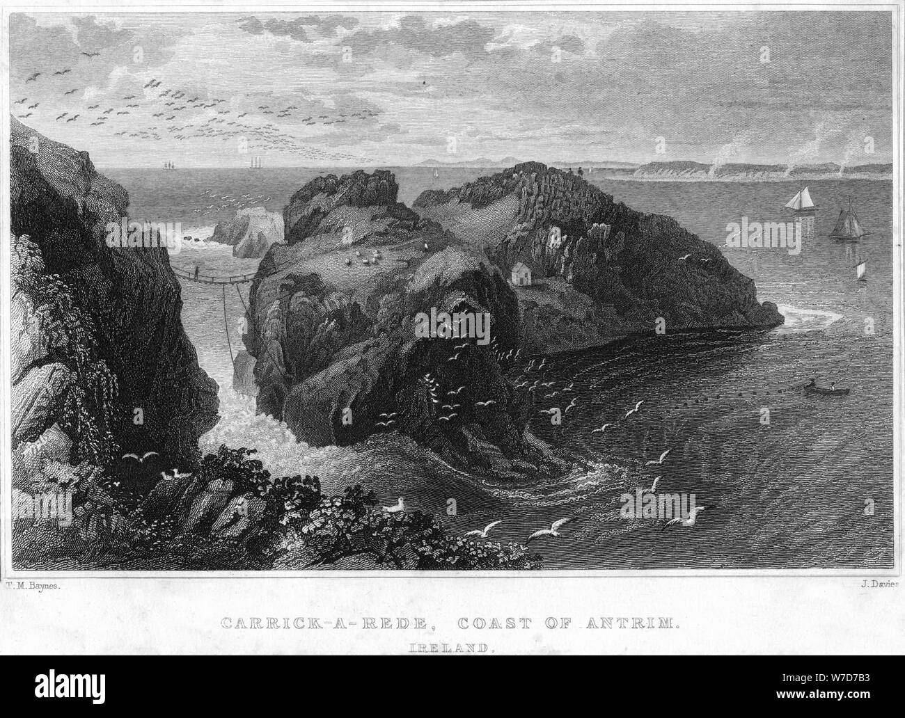 Carrick-A-Rede, Côte d'Antrim, en Irlande, 19e siècle. Artiste : Inconnu Banque D'Images