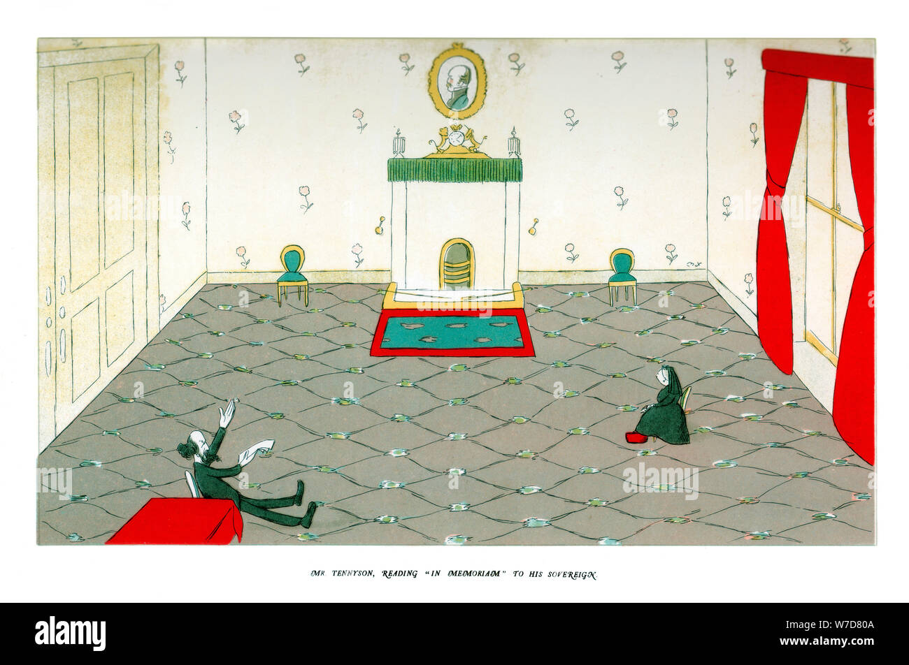 'Mr Tennyson, lecture à la mémoire de son souverain', 1904.artiste : Max Beerbohm Banque D'Images