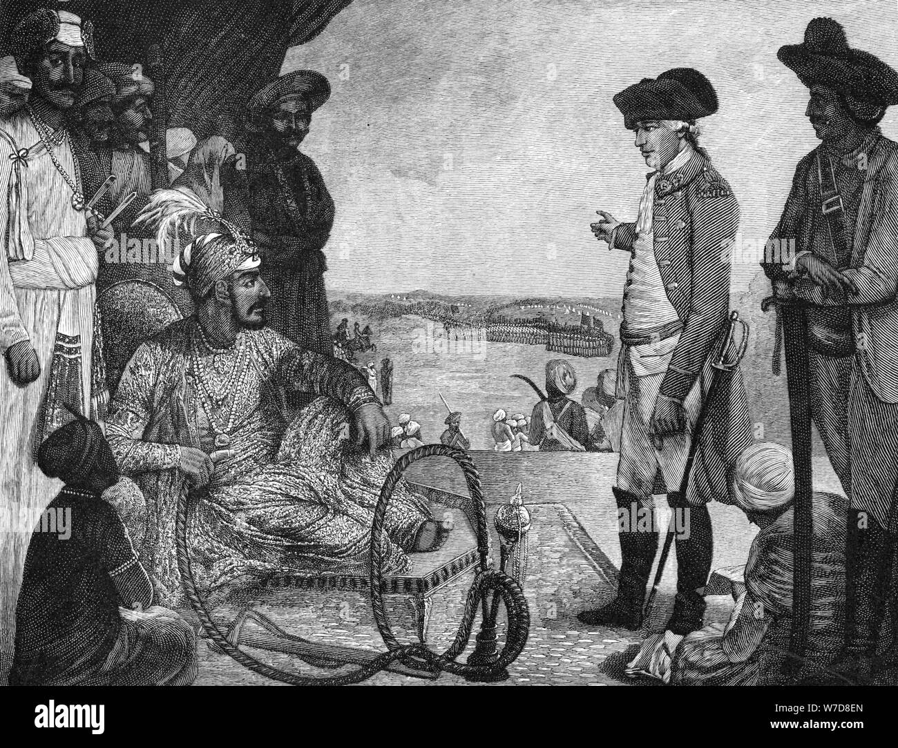 Shah Alam II, empereur moghol de l'Inde, l'examen de l'East India Company, les troupes de 1781 (1894). Artiste : Inconnu Banque D'Images