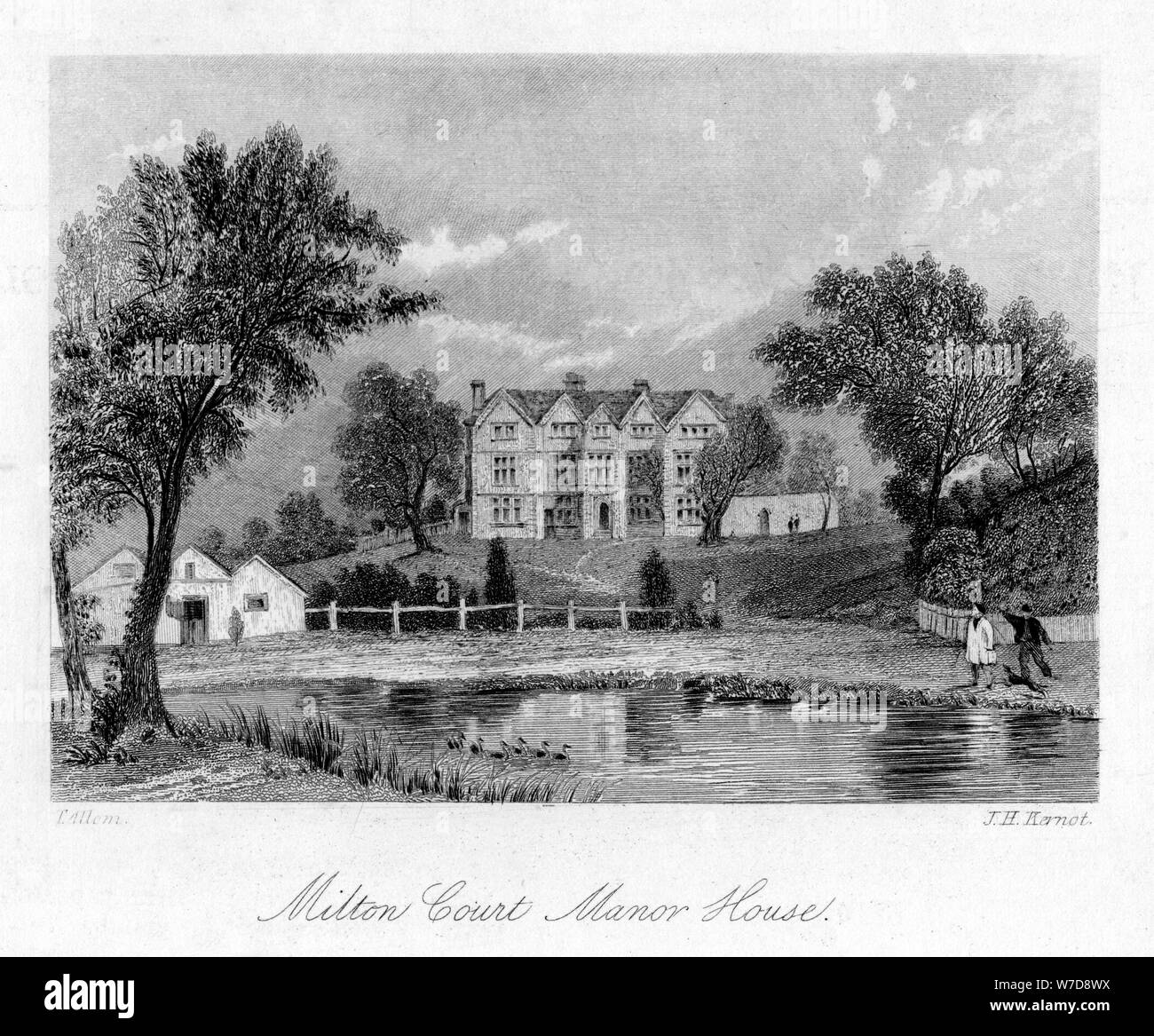 Cour de Milton Manor House, Surrey, 18e siècle.Artiste : J H Kernot Banque D'Images