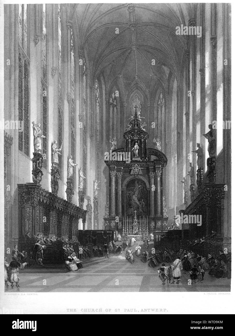 'L'église de St Paul, Anvers', 19e siècle. Artiste : E Challis Banque D'Images