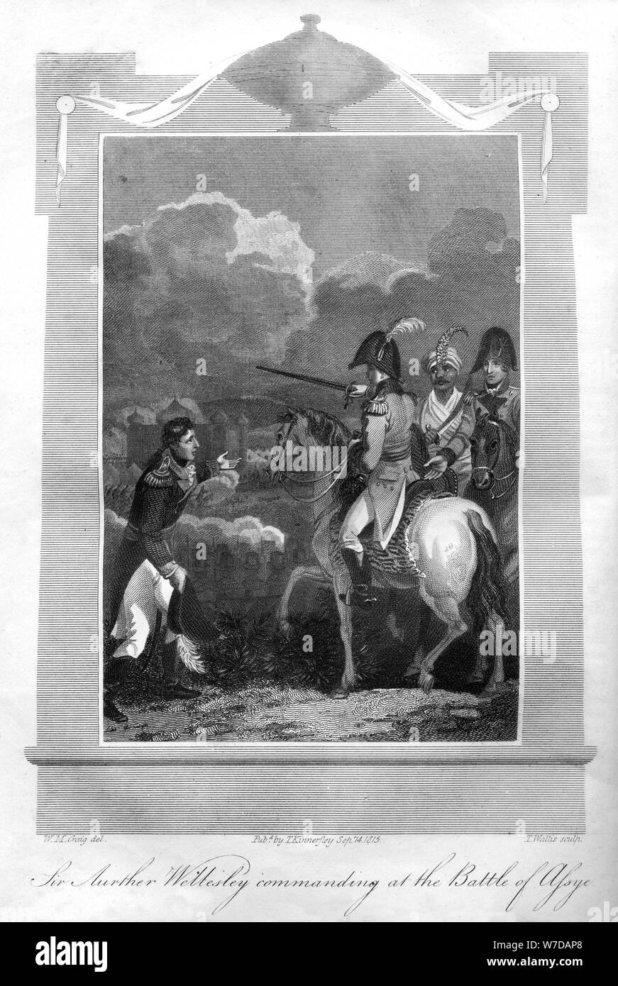 Le duc de Wellington, commandant à la bataille d'Assaye, 1816.Artiste : T Wallis Banque D'Images