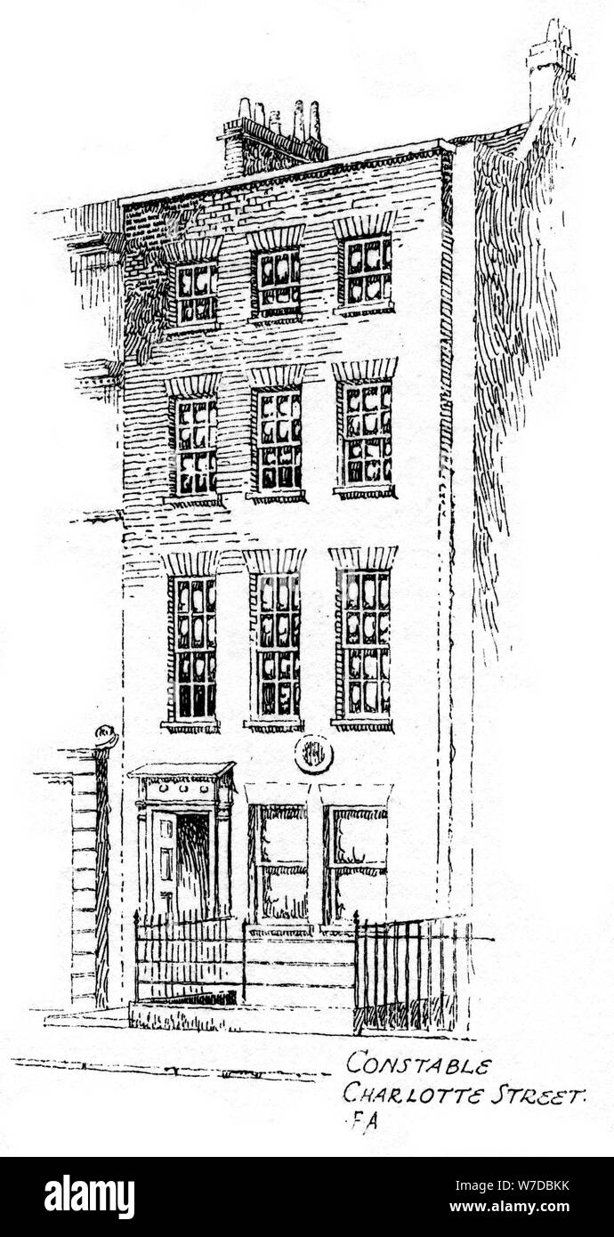 La maison de John Constable, Charlotte Street, Bloomsbury, Londres, 1912. Artiste : Frederick Adcock Banque D'Images