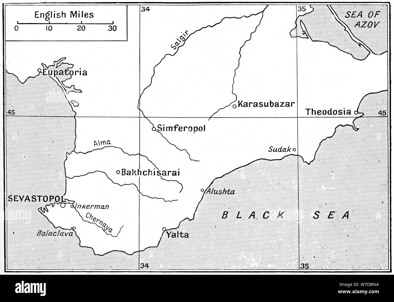 Carte de la région où la guerre de Crimée a été menée dans les années ...