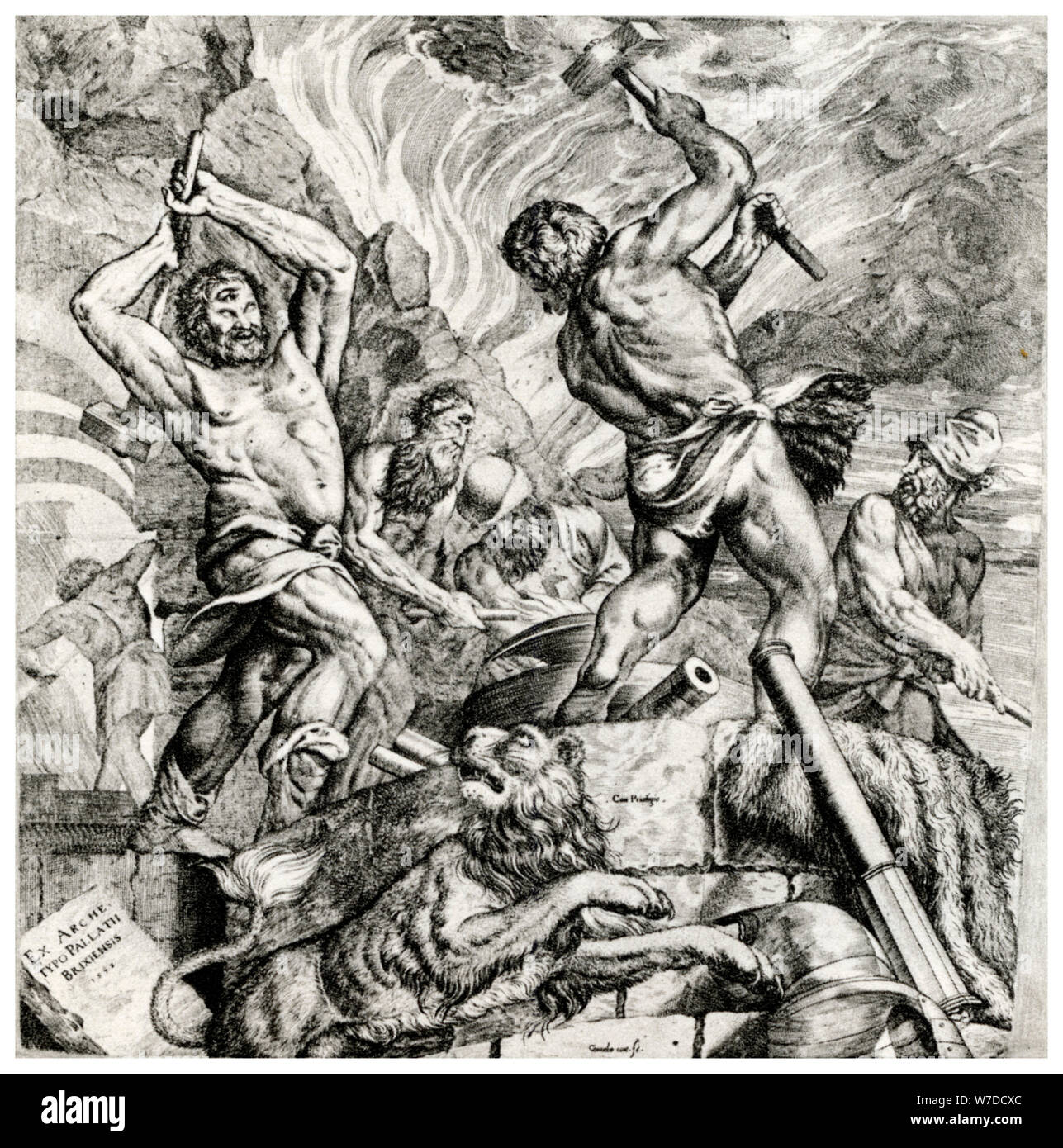 'Vulcan's forge', 16e siècle, (1937). Artiste : Cornelis Cort Banque D'Images