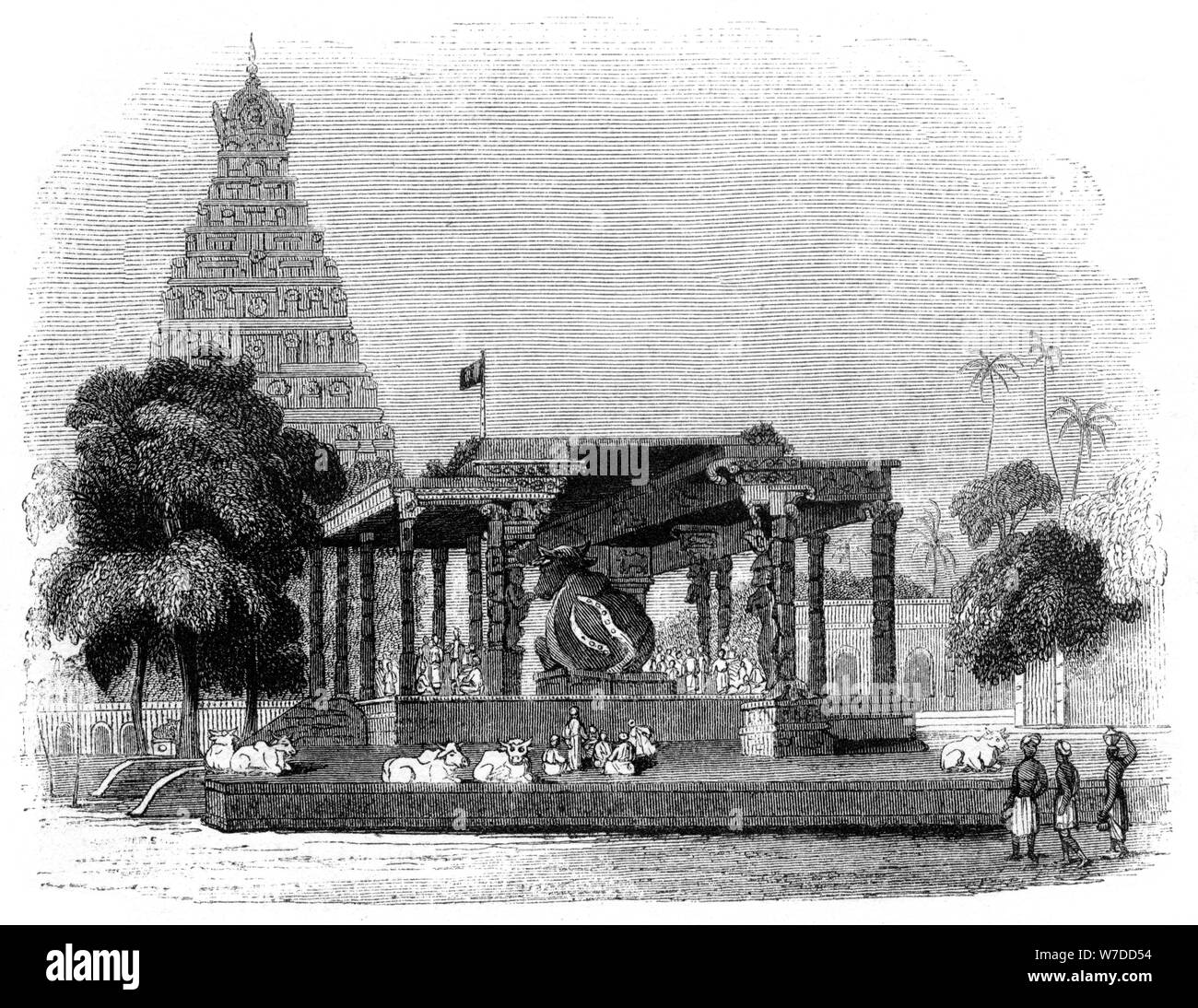 'Grand temple du Taureau, Tanjore', l'Inde, 1847.Artiste : Kirchner Banque D'Images