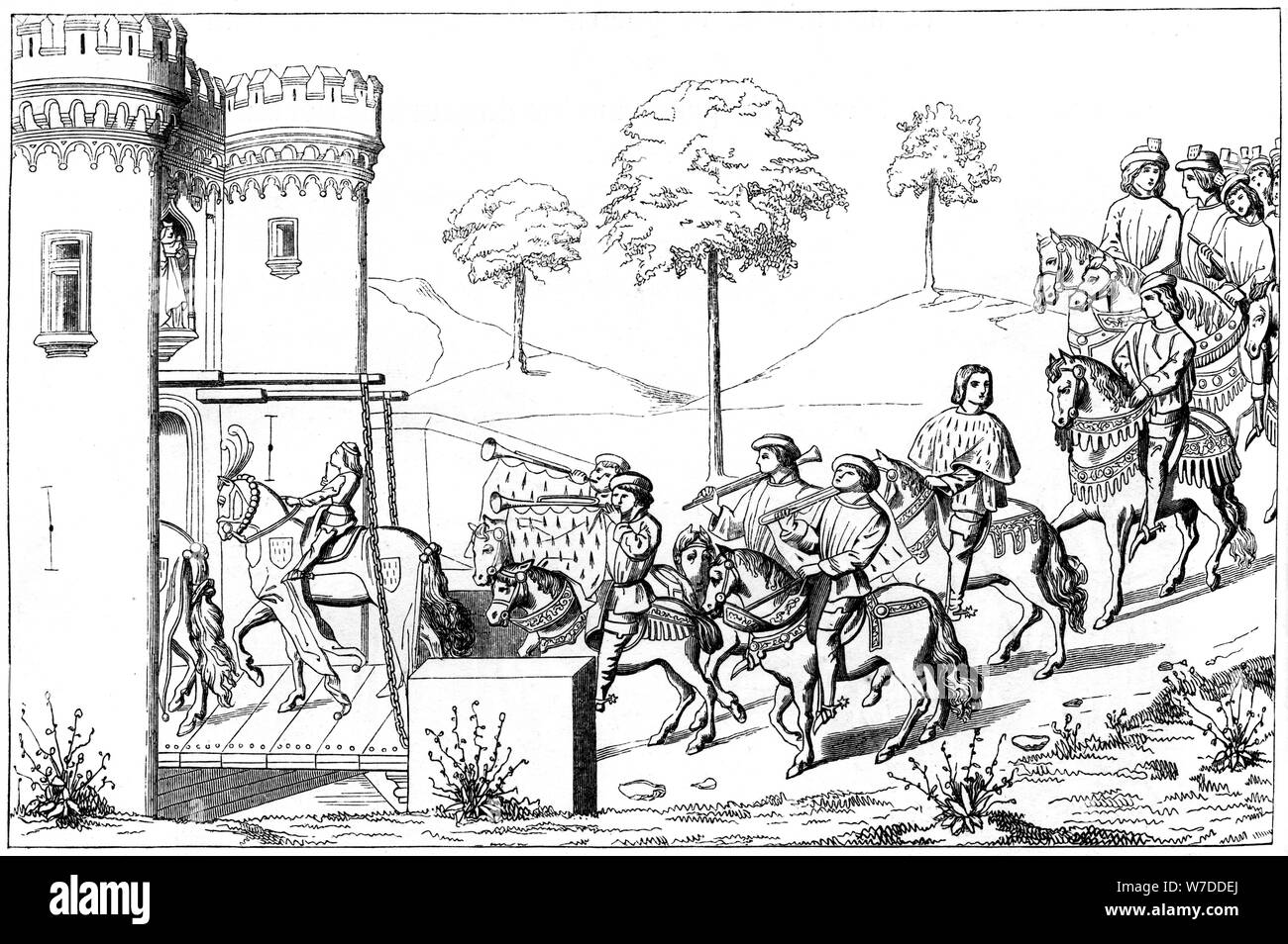 Entrée de l'Éternel chef dans le site du tournoi, 15e siècle (1849). Artiste : Inconnu Banque D'Images