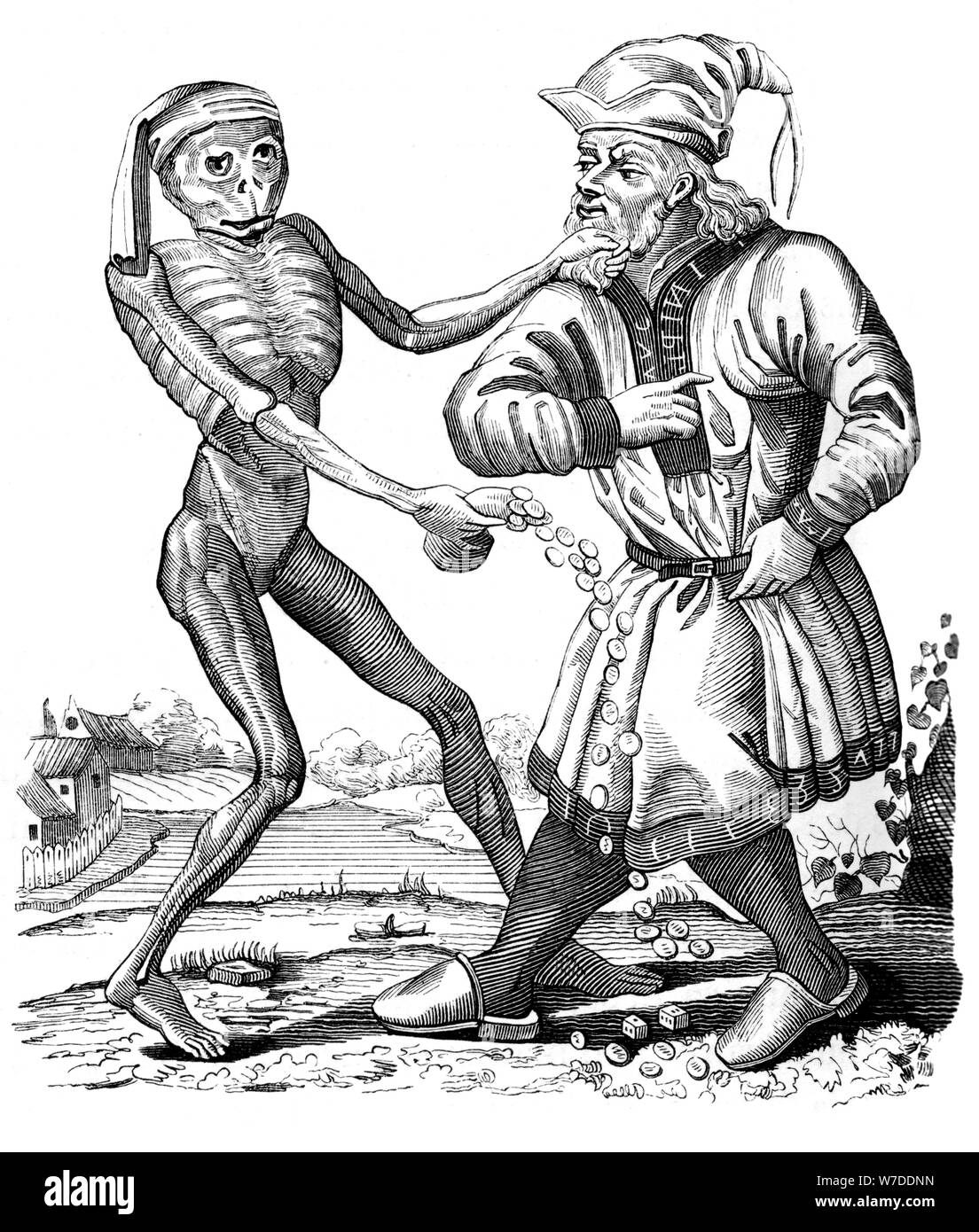 La mort et le Juif, 17e siècle (1849).Artiste : Mathieu Marian Banque D'Images