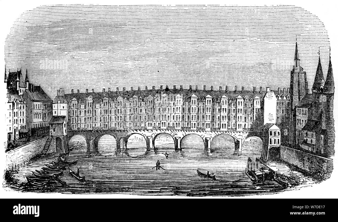 L'ancien pont aux changeurs, Paris, France, c16th siècle (1849). Artiste : Inconnu Banque D'Images