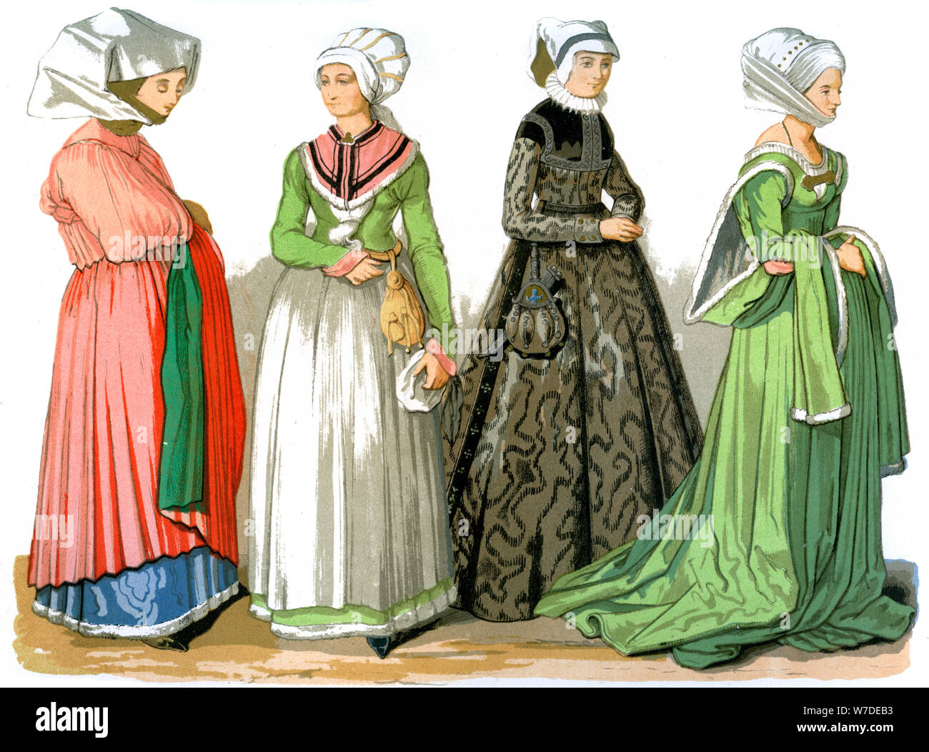 Les femmes de Nuremberg, Allemagne, 16e siècle (1849).Artiste : Edward peut Banque D'Images