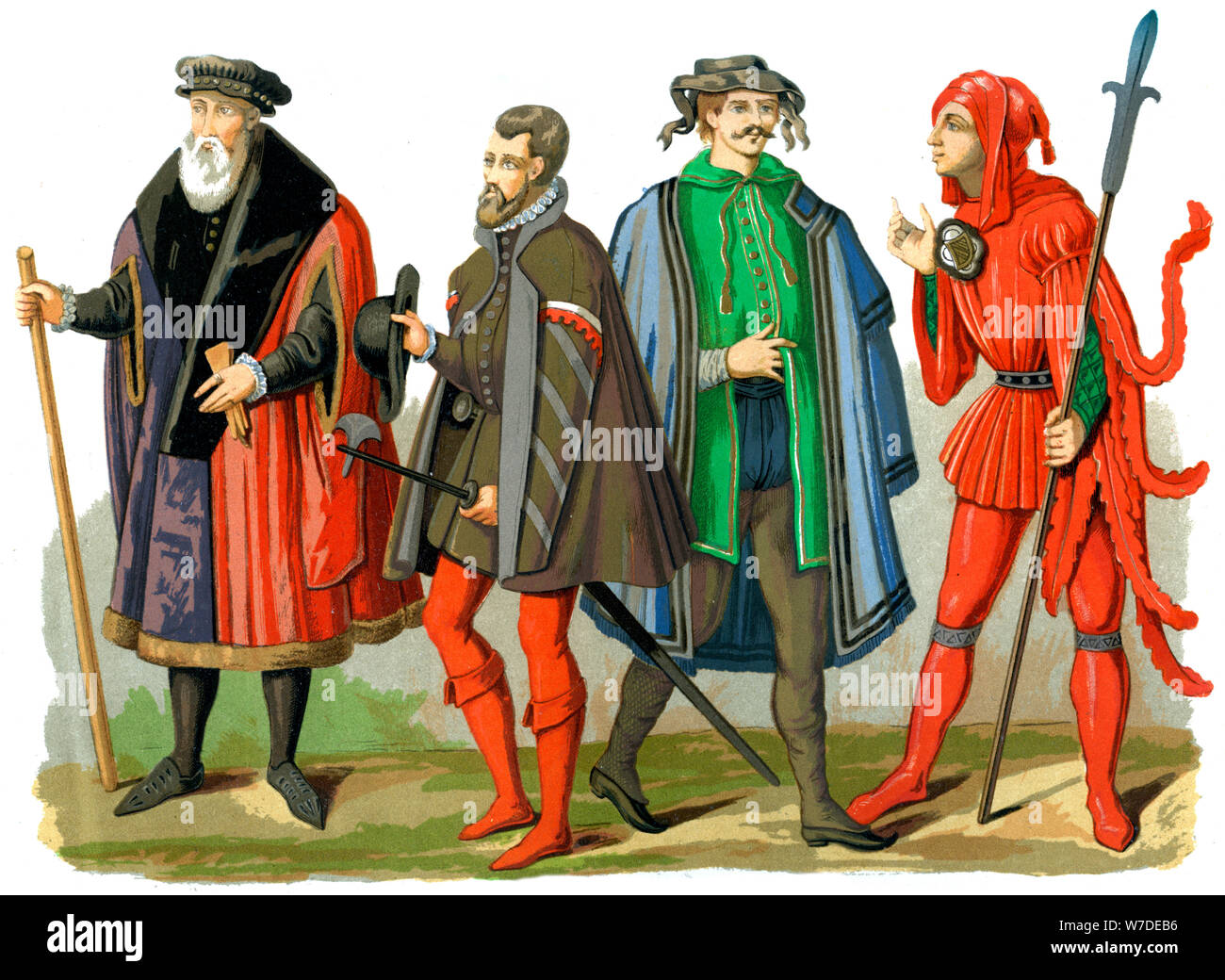 Costumes allemand, 15ème-16ème siècle (1849).Artiste : Edward peut Banque D'Images