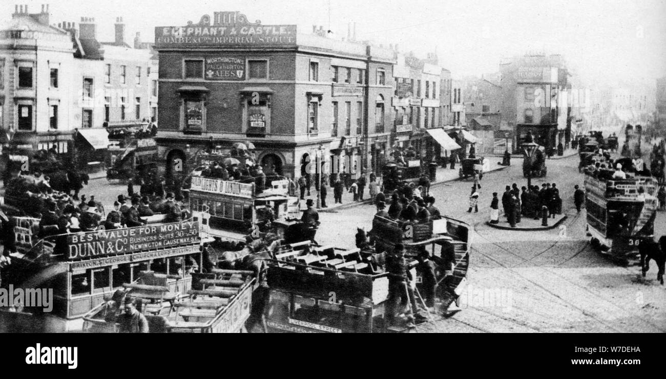 L'éléphant et château pendant le temps du cheval-tram, Londres, 1926-1927. Artiste : Inconnu Banque D'Images