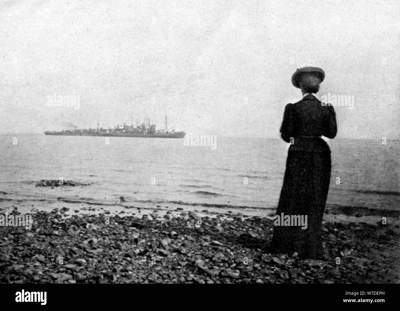 L'Impératrice Maria Feodorovna à à un navire de la marine danoise, Danemark, 1908 Hvidovre.Artist : la reine Alexandra Banque D'Images