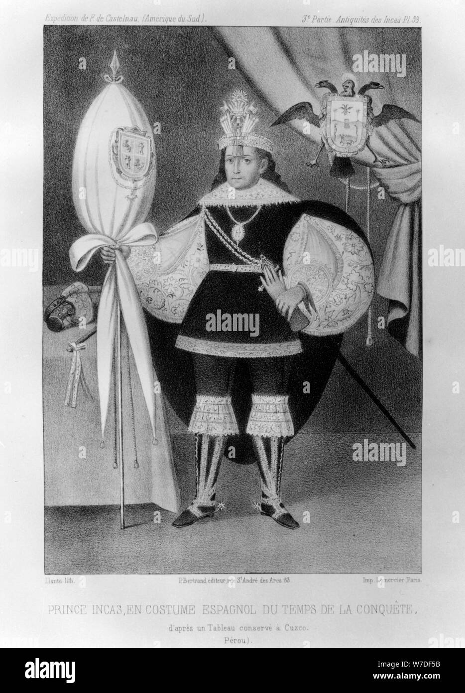 L'Inca, en costume espagnol au cours de l'époque de la conquête, 16e siècle (1852). Artiste : Jacques François Gauderique Berr Banque D'Images