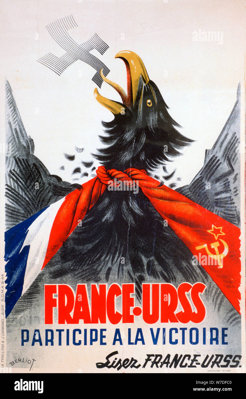 "Participer à la victoire', Parti communiste français affiche de propagande, 1944. Artiste : Berliot Banque D'Images