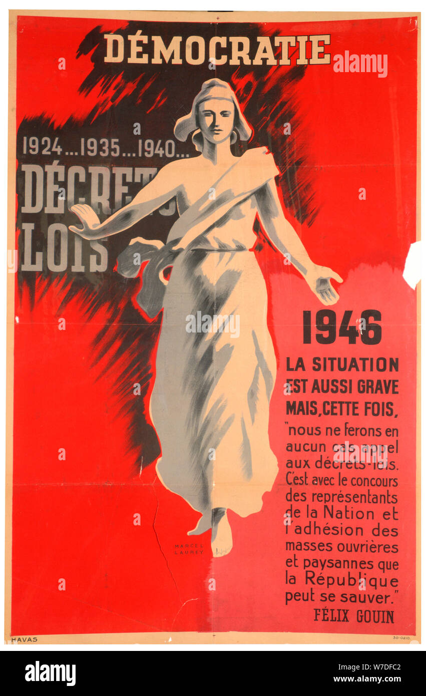 Pro-démocratie française affiche, 1946. Artiste : Havas Banque D'Images