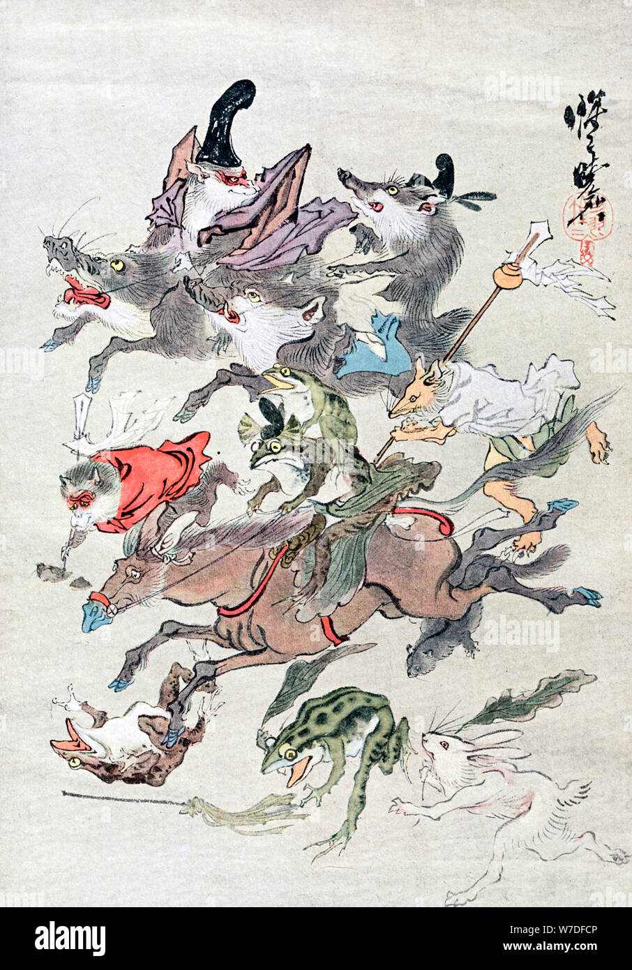 Les animaux et ambhipibians dans une scène de chasse, 20e siècle. Artiste : Inconnu Banque D'Images