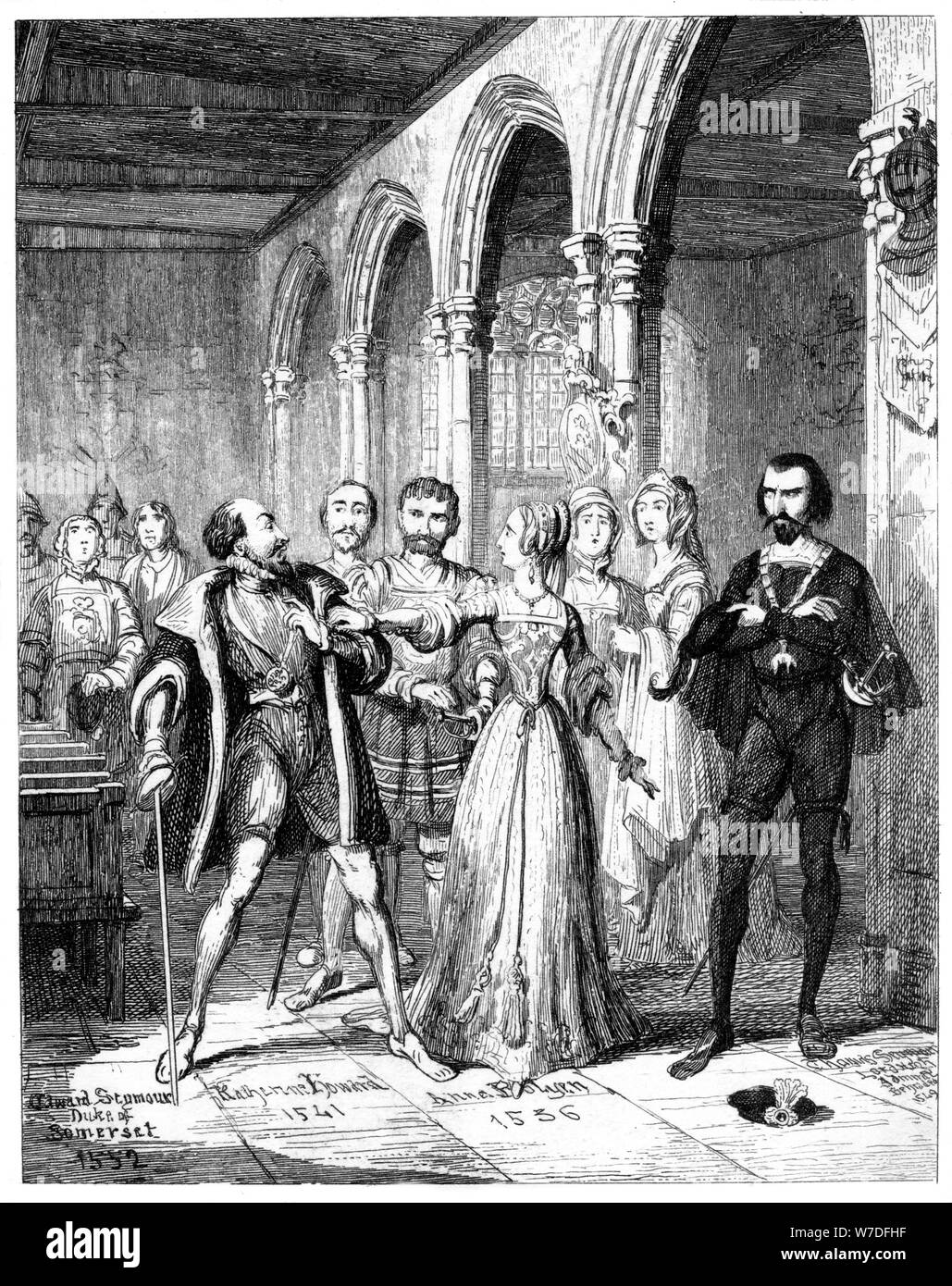 Anne Boleyn (1507-1536) et Edward Seymour (1506-1552), 19e siècle.Artiste : George Cruikshank Banque D'Images