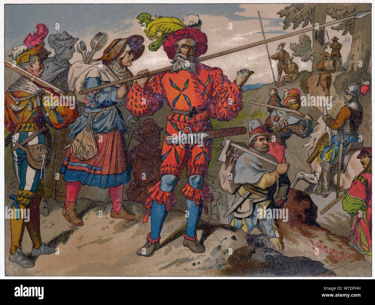 Landsknechts du 16e siècle, 19e siècle.Artiste : Ludwig Burger Banque D'Images