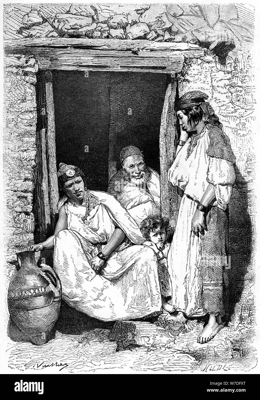 Groupe de la famille kabyle, Algérie, c1890. Artiste : Inconnu Banque D'Images