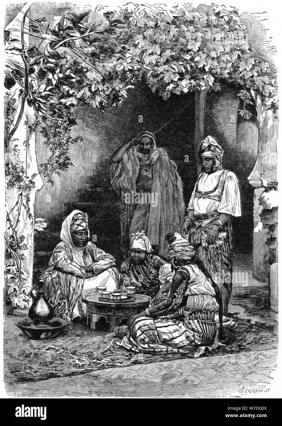 Une famille arabe de Tlemcen, Algérie, c1890. Artiste : Bertrand Banque D'Images