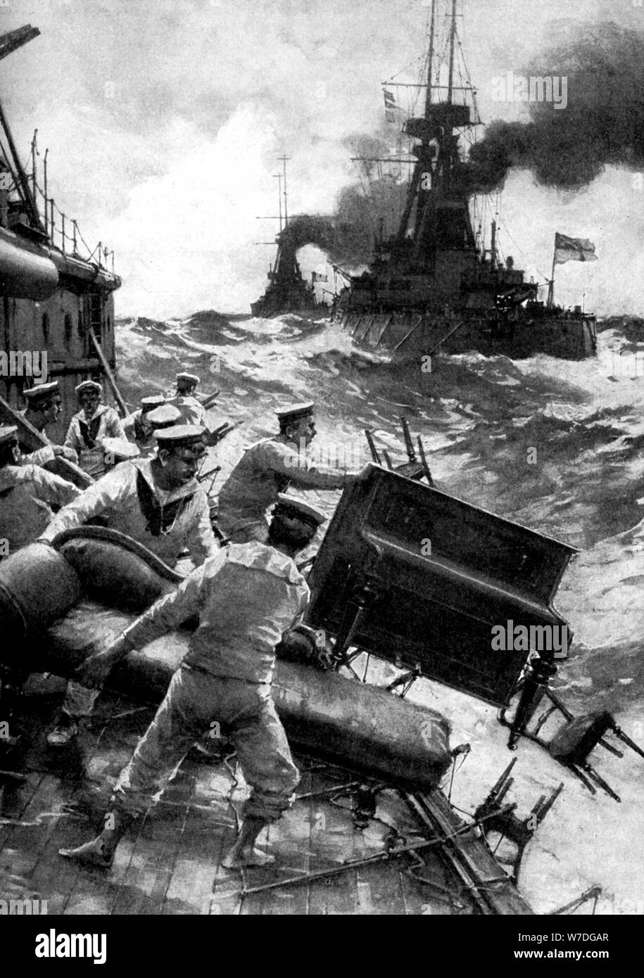 Jeter par-dessus bord les marins britanniques de luxe, Mer du Nord, Première Guerre mondiale, 1914. Artiste : Inconnu Banque D'Images