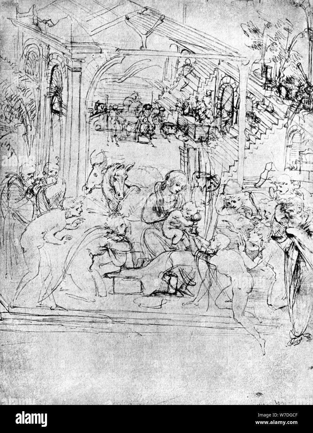 Etude pour 'l'Adoration des Mages", 15e siècle (1930).Artiste : Leonardo da Vinci Banque D'Images