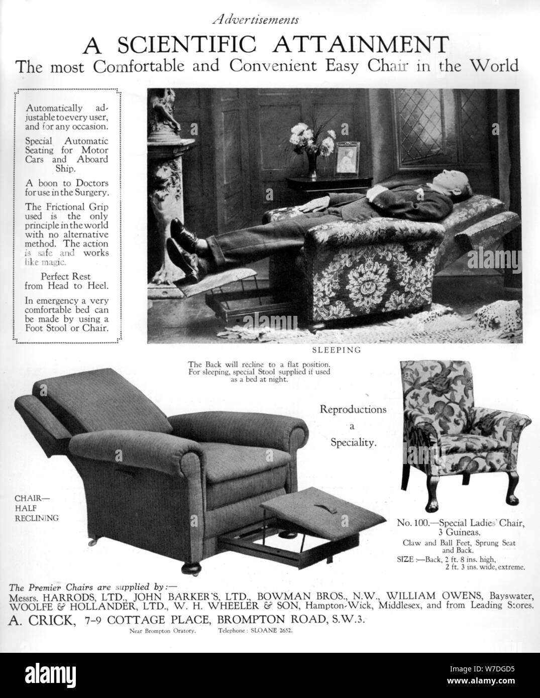 Une publicité pour "Premier" de fauteuils, de 1926. Artiste : Inconnu Banque D'Images