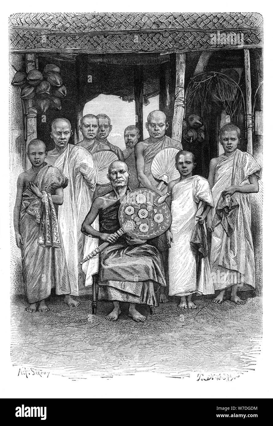 Les prêtres bouddhistes cingalais, Sri Lanka, 1895. Artiste : Inconnu Banque D'Images