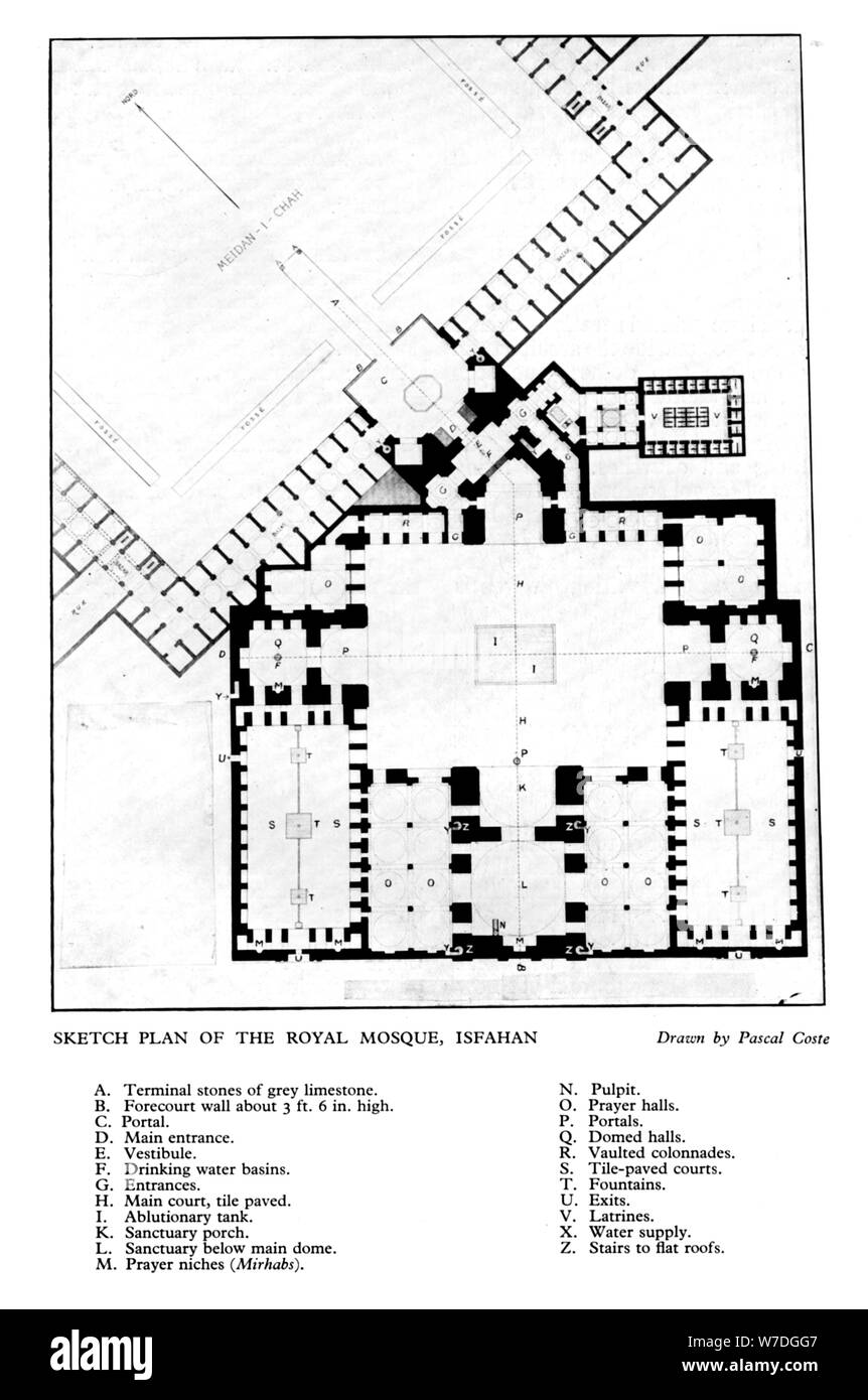 'Sketch plan de la Mosquée royale d'Ispahan,', 1931.Artiste : Pascal Coste Banque D'Images