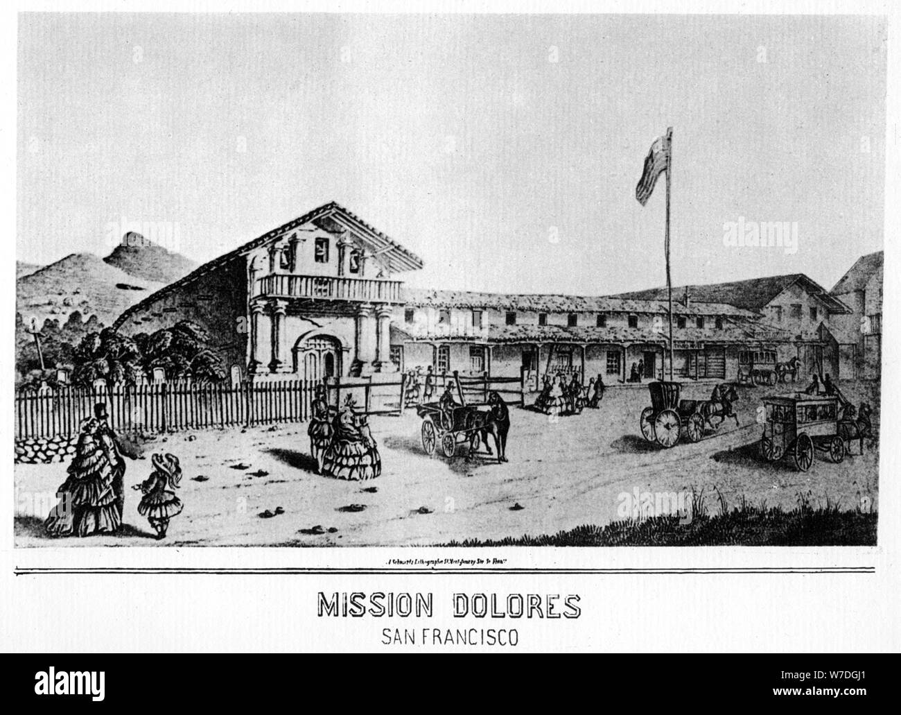 Mission Dolores, San Francisco, Californie, 19e siècle (1937). Artiste : Inconnu Banque D'Images