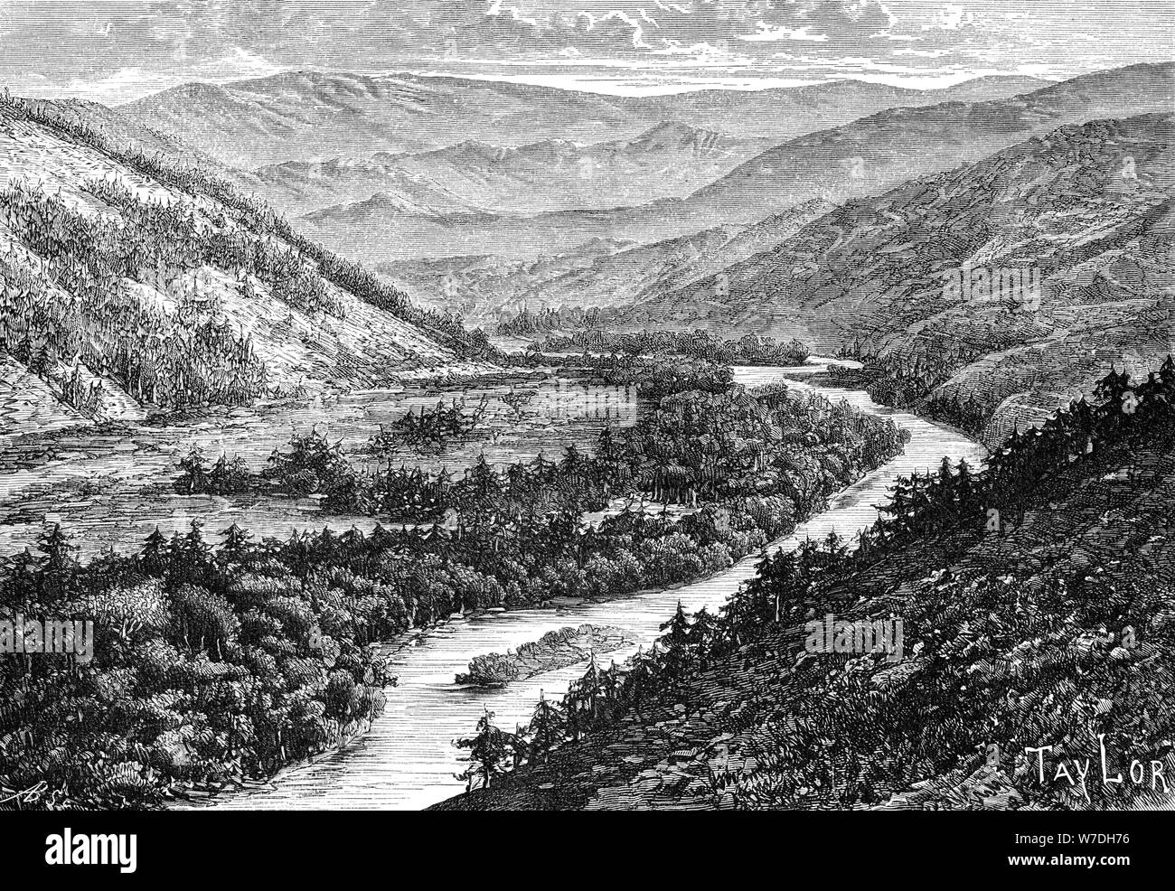 La Bukhtarma valley dans les montagnes de l'Altaï, 1895. Artiste : Inconnu Banque D'Images