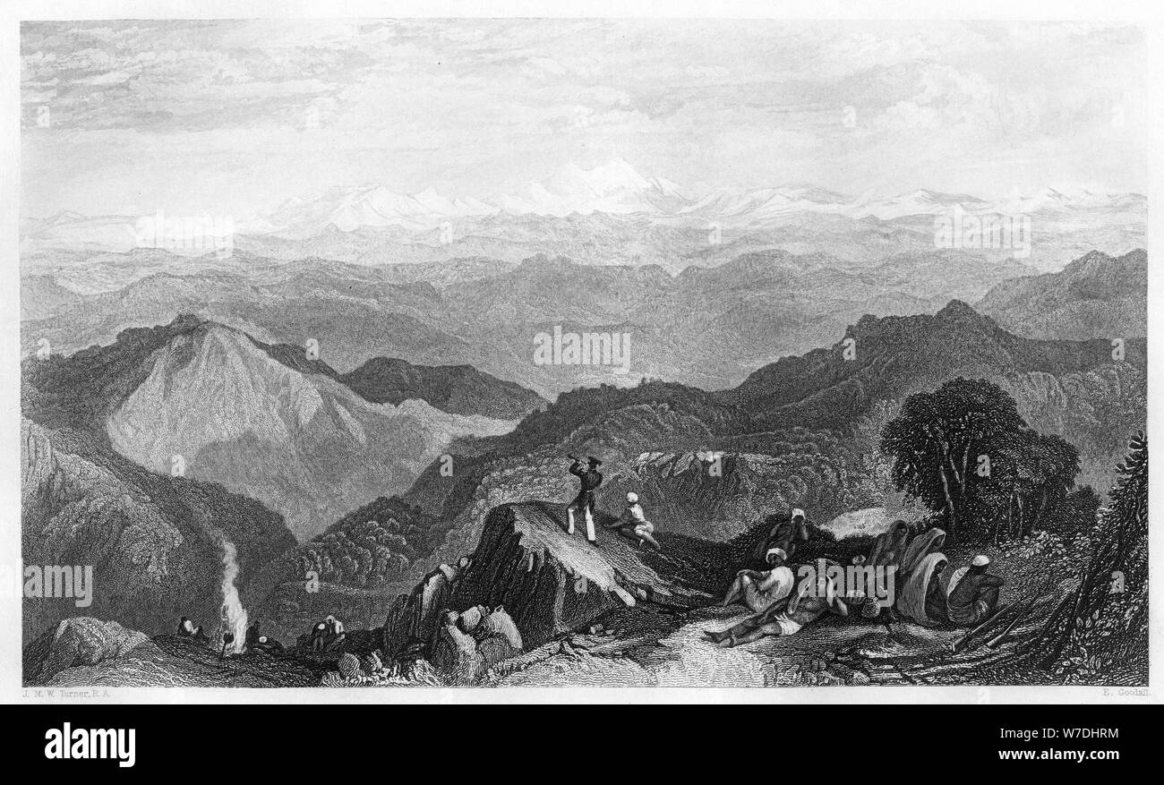 Snowy Range, l'Inde, c1860.Artist : E Goodall Banque D'Images