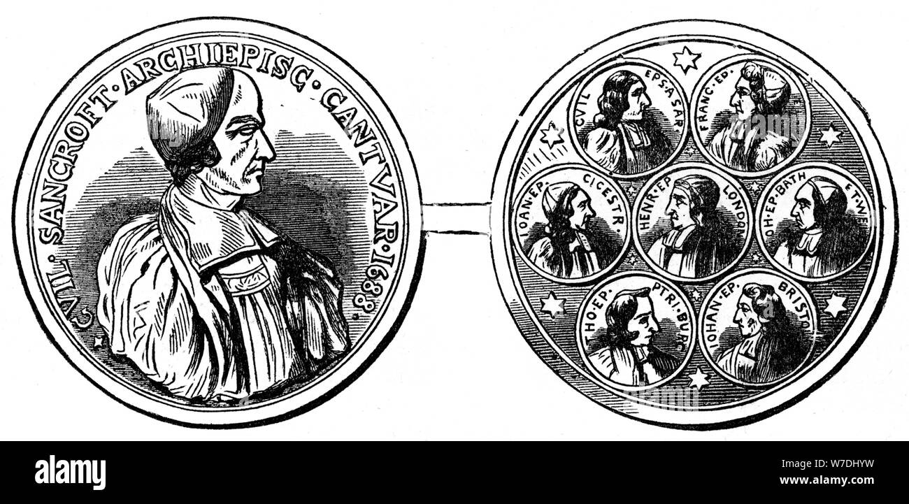 Médaille de la sept évêques, 18e siècle (19ème siècle). Artiste : Inconnu Banque D'Images