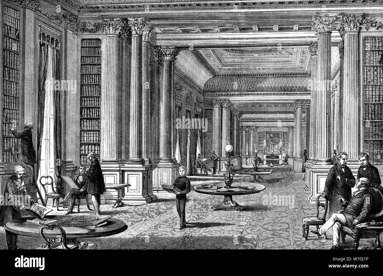La bibliothèque de la réforme Club, Londres, 1891. Artiste : Inconnu Banque D'Images