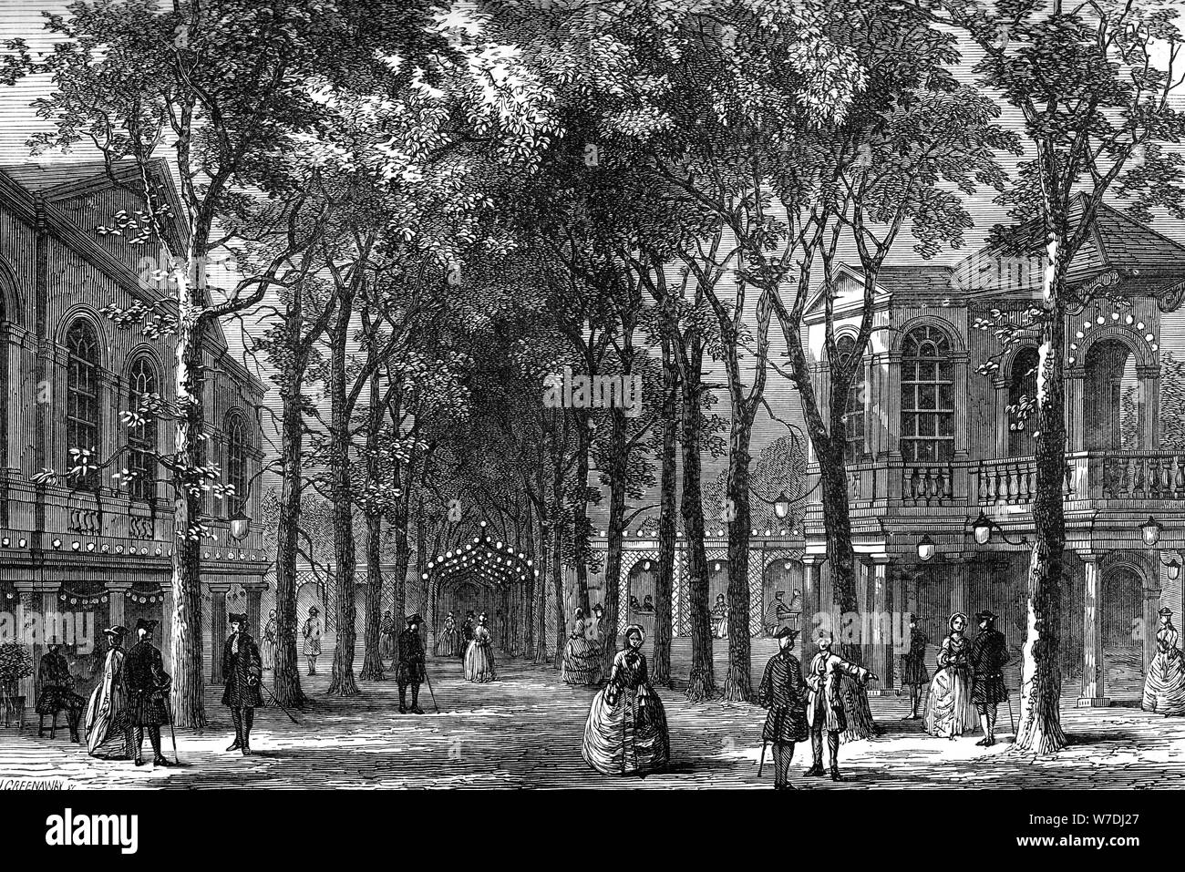 Marylebone Gardens, Londres, 1780 (1891).Artiste : J Greenaway Banque D'Images