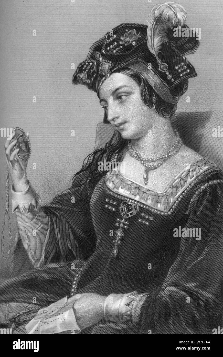 Anne Boleyn (1507-1536), la seconde épouse du Roi Henry VIII, 1851.Artiste : B Eyles Banque D'Images