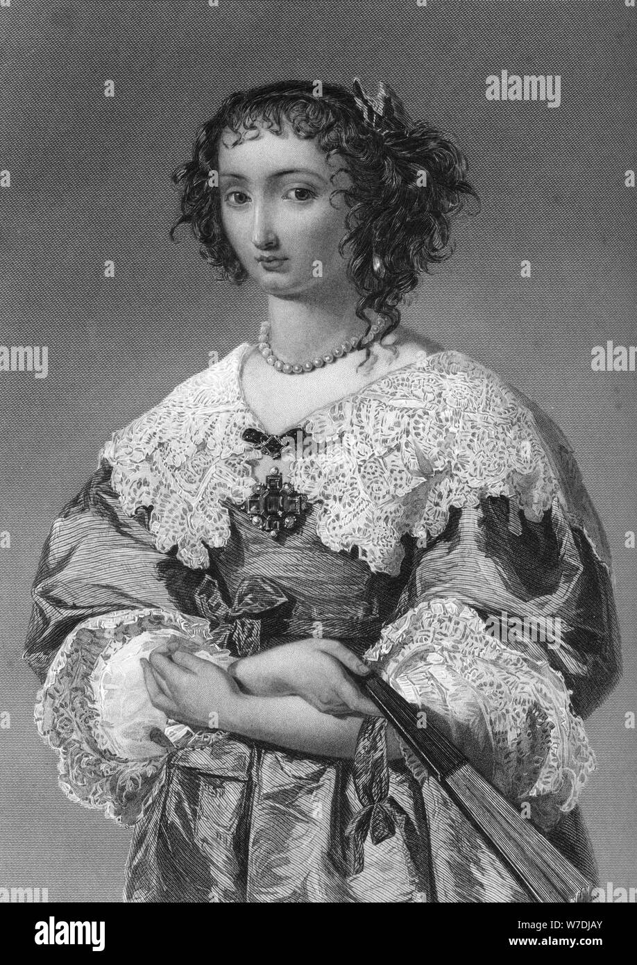 Henrietta Maria de France (1609-1669), reine consort du roi Charles I, 1851.Artiste : WJ Edwards Banque D'Images