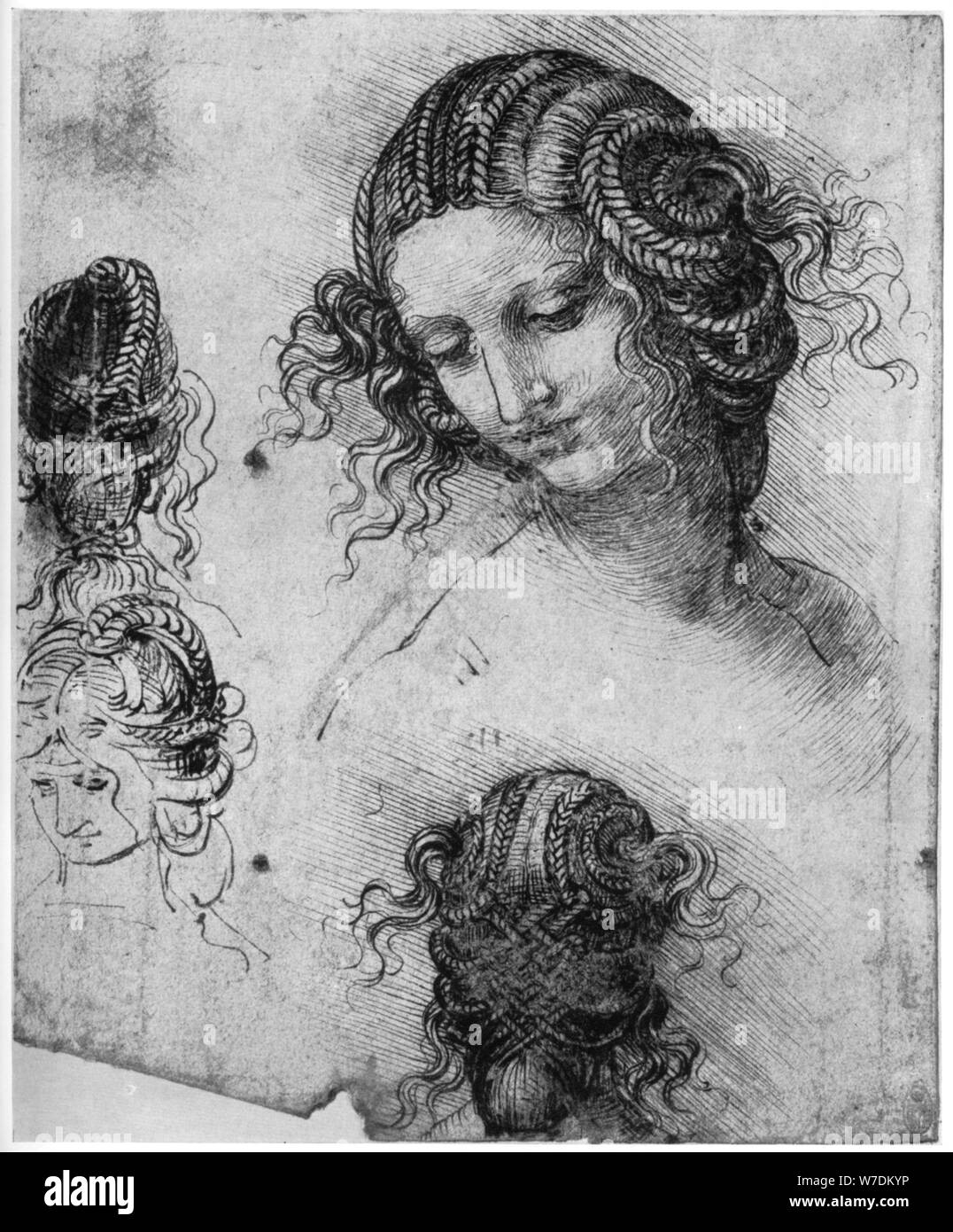 Étude pour la tête de Léda, 1503-1507 (1954). Artiste : Leonardo da Vinci Banque D'Images