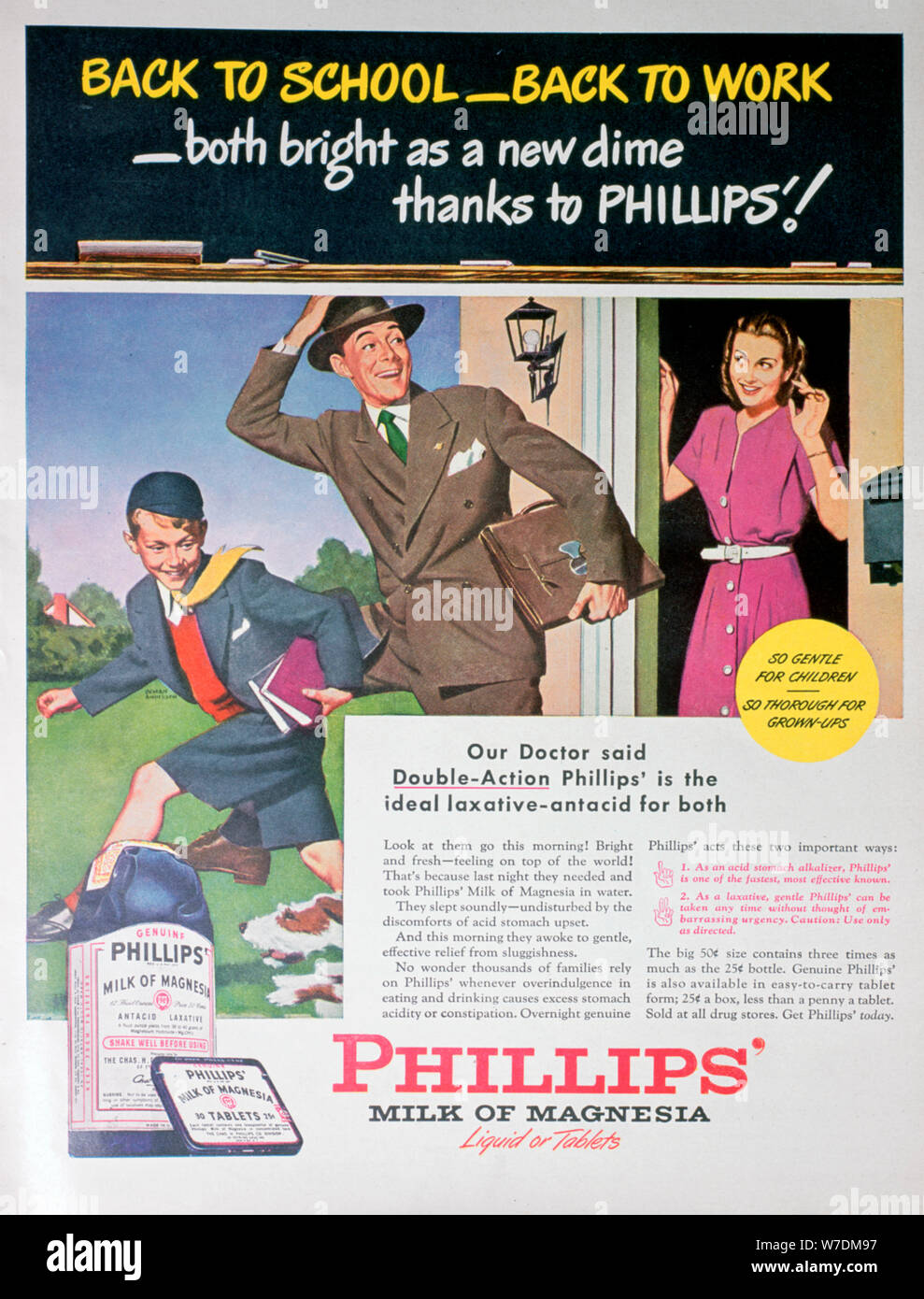 Publicité pour le lait de magnésie, Phillips, 1946. Artiste : Inconnu Banque D'Images