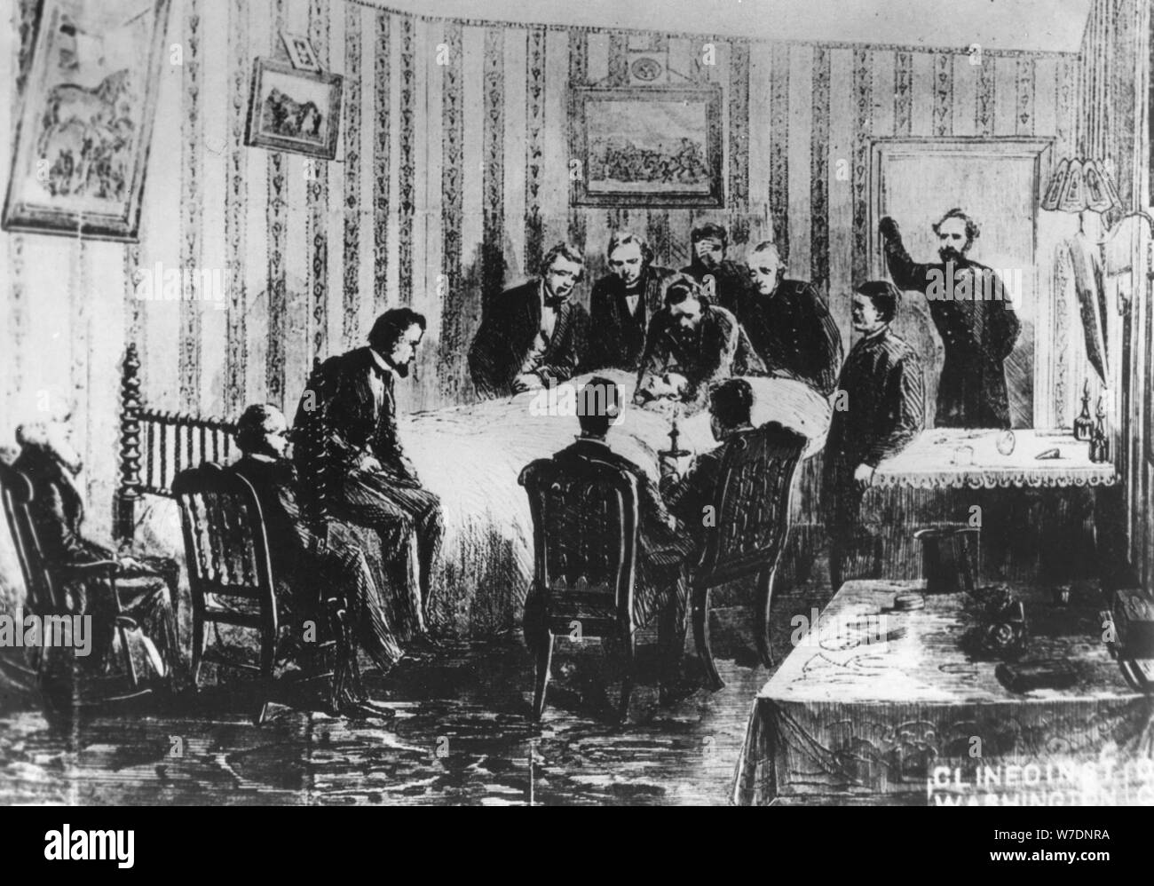 La mort du président Abraham Lincoln, le 14 avril 1865. Artiste : Inconnu Banque D'Images